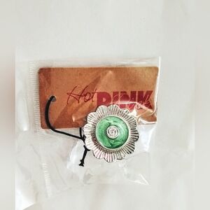 Silver-Tone Green Flower Ring